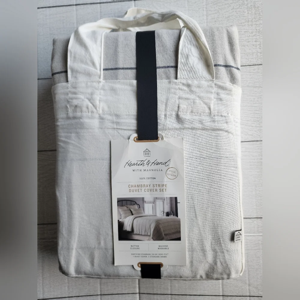 Hearth & Hand with Magnolia Chambray Stripe Duvet Cover Set Full/Queen